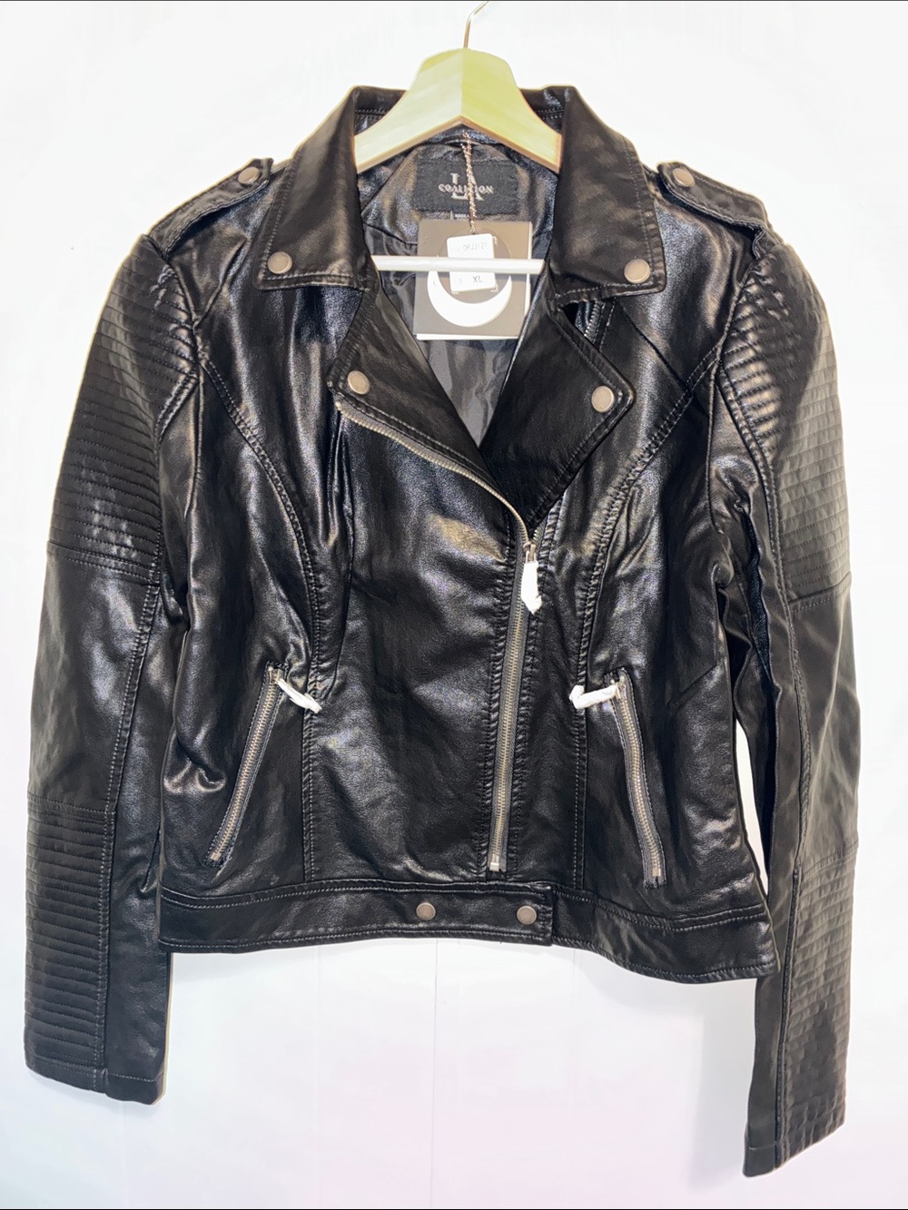 La Coalition Black Faux Leather Moto Jacket - Women's Biker Style